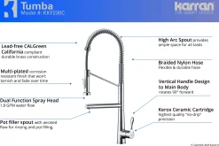Karran Tumba Single Lever Handle Lead-free Brass ADA Kitchen Faucet, Pull Down, Chrome, KKF230C