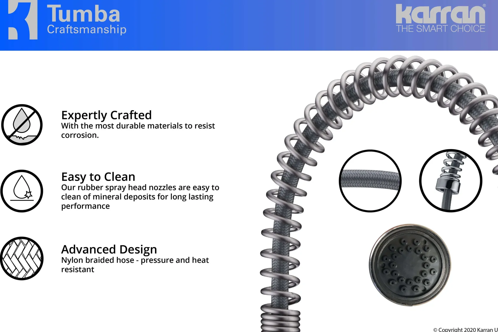 Karran Tumba Single Lever Handle Lead-free Brass ADA Kitchen Faucet, Pull Down, Chrome, KKF230C