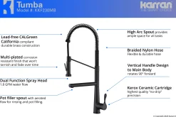 Karran Tumba Single Lever Handle Lead-free Brass ADA Kitchen Faucet, Pull Down, Matte Black, KKF230MB
