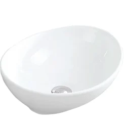 Karran Valera 15.5" x 13.25" x 4.5" Oval Vessel Vitreous China ADA Bathroom Sink, White, VC-302-WH