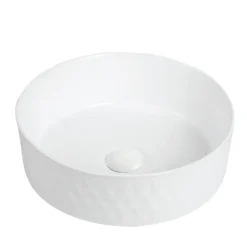 Karran Valera 14.25" x 14.25" x 4" Round Vessel Vitreous China ADA Bathroom Sink, White, VC-424-WH