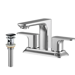 Karran Venda 1.2 GPM Double Lever Handle Lead-free Brass ADA Bathroom Faucet, Centerset, Chrome, KBF516C