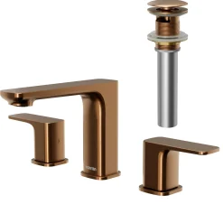 Karran Venda 1.2 GPM Double Lever Handle Lead-free Brass ADA Bathroom Faucet, Widespread, Brushed Copper, KBF514BC