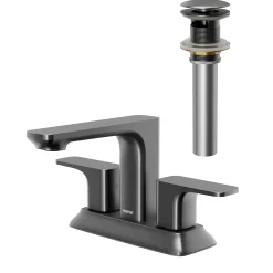 Karran Venda 1.2 GPM Double Lever Handle Lead-free Brass ADA Bathroom Faucet, Centerset, Gunmetal Grey, KBF516GG