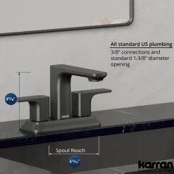 Karran Venda 1.2 GPM Double Lever Handle Lead-free Brass ADA Bathroom Faucet, Centerset, Gunmetal Grey, KBF516GG