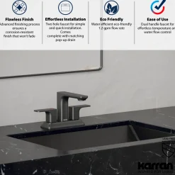 Karran Venda 1.2 GPM Double Lever Handle Lead-free Brass ADA Bathroom Faucet, Centerset, Gunmetal Grey, KBF516GG