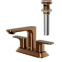 Karran Venda 1.2 GPM Double Lever Handle Lead-free Brass ADA Bathroom Faucet, Centerset, Brushed Copper, KBF516BC