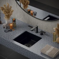 Karran Venda 1.2 GPM Double Lever Handle Lead-free Brass ADA Bathroom Faucet, Widespread, Gunmetal Grey, KBF514GG