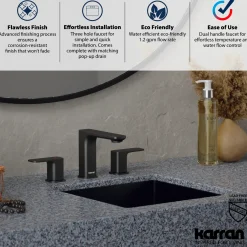 Karran Venda 1.2 GPM Double Lever Handle Lead-free Brass ADA Bathroom Faucet, Widespread, Gunmetal Grey, KBF514GG
