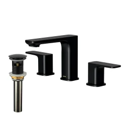 Karran Venda 1.2 GPM Double Lever Handle Lead-free Brass ADA Bathroom Faucet, Widespread, Matte Black, KBF514MB