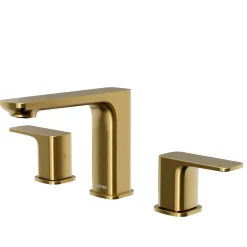 Karran Venda 1.2 GPM Double Lever Handle Lead-free Brass ADA Bathroom Faucet, Widespread, Brushed Gold, KBF514BG