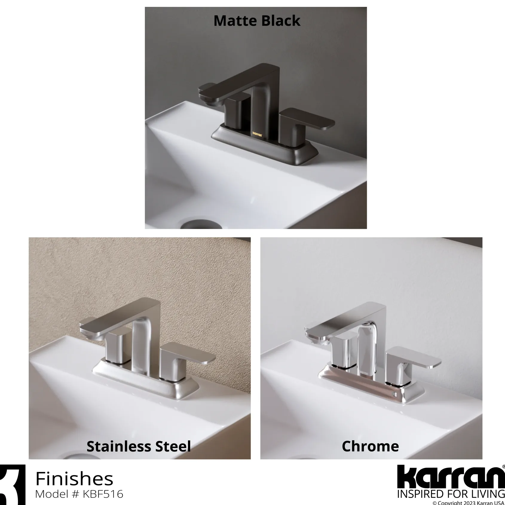 Karran Venda 1.2 GPM Double Lever Handle Lead-free Brass ADA Bathroom Faucet, Centerset, Matte Black, KBF516MB