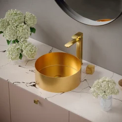 Karran Venda 1.2 GPM Single Lever Handle Lead-free Brass ADA Bathroom Faucet, Vessel, Brushed Gold, KBF512BG
