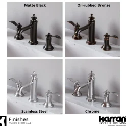 Karran Vineyard 1.2 GPM Double Lever Handle Lead-free Brass ADA Bathroom Faucet, Widespread, Stainless Steel, KBF474SS