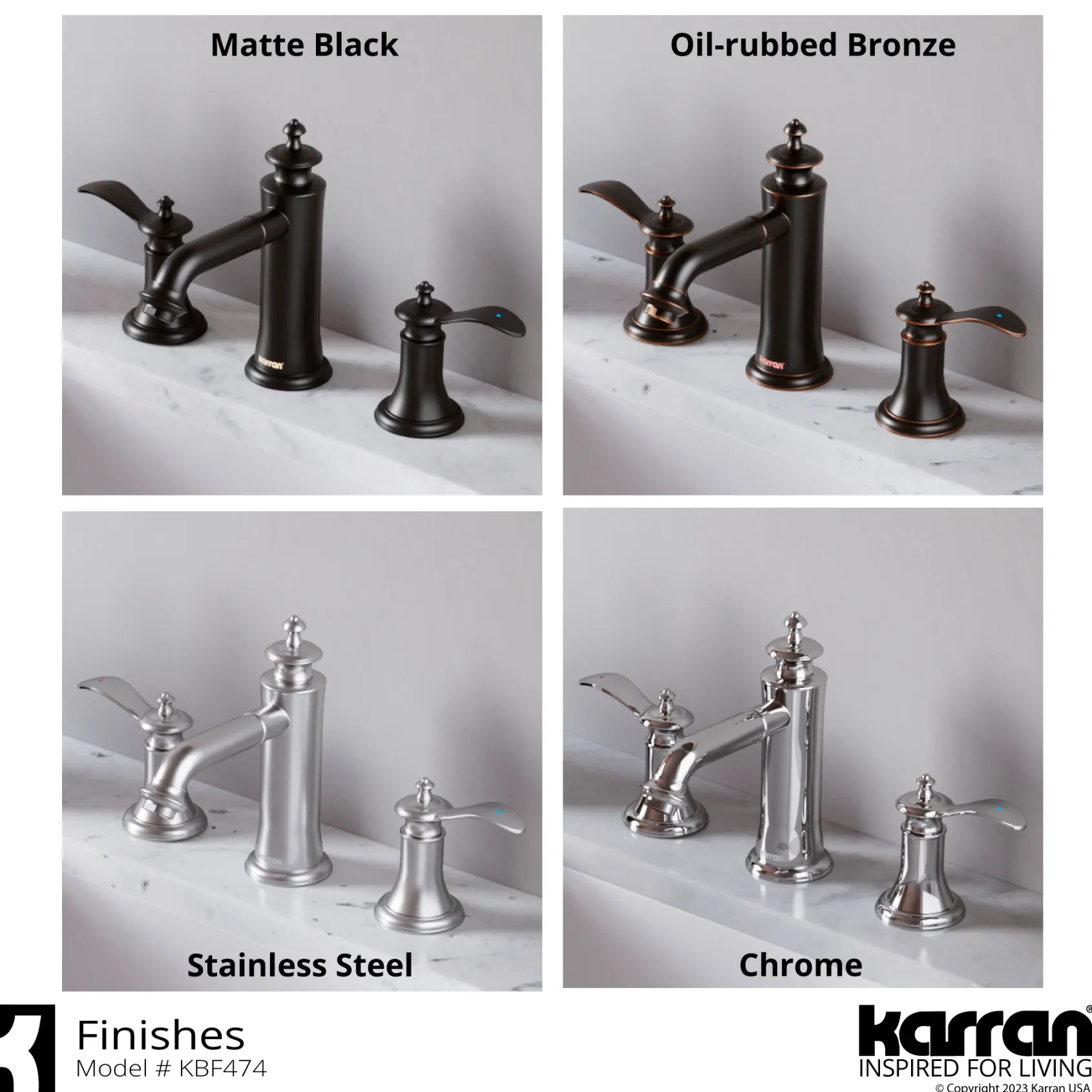 Karran Vineyard 1.2 GPM Double Lever Handle Lead-free Brass ADA Bathroom Faucet, Widespread, Stainless Steel, KBF474SS