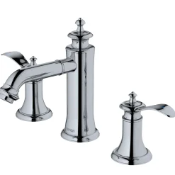 Karran Vineyard 1.2 GPM Double Lever Handle Lead-free Brass ADA Bathroom Faucet, Widespread, Chrome, KBF474C