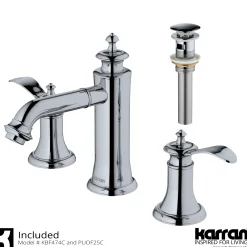 Karran Vineyard 1.2 GPM Double Lever Handle Lead-free Brass ADA Bathroom Faucet, Widespread, Chrome, KBF474C
