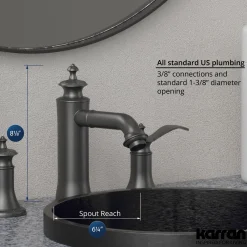 Karran Vineyard 1.2 GPM Double Lever Handle Lead-free Brass ADA Bathroom Faucet, Widespread, Gunmetal Grey, KBF474GG