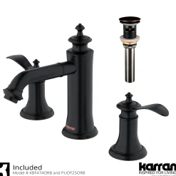 Karran Vineyard 1.2 GPM Double Lever Handle Lead-free Brass ADA Bathroom Faucet, Widespread, Oil Rubbed Bronze, KBF474ORB