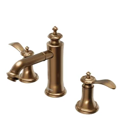 Karran Vineyard 1.2 GPM Double Lever Handle Lead-free Brass ADA Bathroom Faucet, Widespread, Brushed Copper, KBF474BC