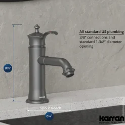 Karran Vineyard 1.2 GPM Single Lever Handle Lead-free Brass ADA Bathroom Faucet, Basin, Gunmetal Grey, KBF470GG
