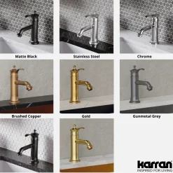 Karran Vineyard 1.2 GPM Single Lever Handle Lead-free Brass ADA Bathroom Faucet, Basin, Gunmetal Grey, KBF470GG