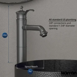 Karran Vineyard 1.2 GPM Single Lever Handle Lead-free Brass ADA Bathroom Faucet, Vessel, Gunmetal Grey, KBF472GG