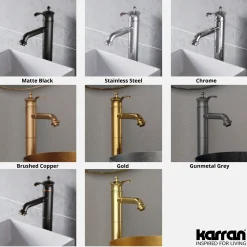 Karran Vineyard 1.2 GPM Single Lever Handle Lead-free Brass ADA Bathroom Faucet, Vessel, Gunmetal Grey, KBF472GG
