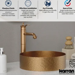 Karran Vineyard 1.2 GPM Single Lever Handle Lead-free Brass ADA Bathroom Faucet, Vessel, Brushed Copper, KBF472BC