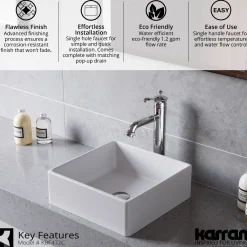 Karran Vineyard 1.2 GPM Single Lever Handle Lead-free Brass ADA Bathroom Faucet, Vessel, Chrome, KBF472C