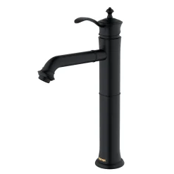 Karran Vineyard 1.2 GPM Single Lever Handle Lead-free Brass ADA Bathroom Faucet, Vessel, Matte Black, KBF472MB