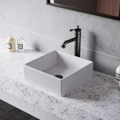 Karran Vineyard 1.2 GPM Single Lever Handle Lead-free Brass ADA Bathroom Faucet, Vessel, Matte Black, KBF472MB