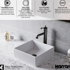 Karran Vineyard 1.2 GPM Single Lever Handle Lead-free Brass ADA Bathroom Faucet, Vessel, Matte Black, KBF472MB