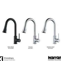 Karran Weybridge 1.8 GPM Single Lever Handle Lead-free Brass ADA Kitchen Faucet, Pull-Down Kitchen, Matte Black, KKF240MB