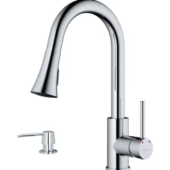 Karran Weybridge 1.8 GPM Single Lever Handle Lead-free Brass ADA Kitchen Faucet, Pull-Down Kitchen, Chrome, KKF240SD25C