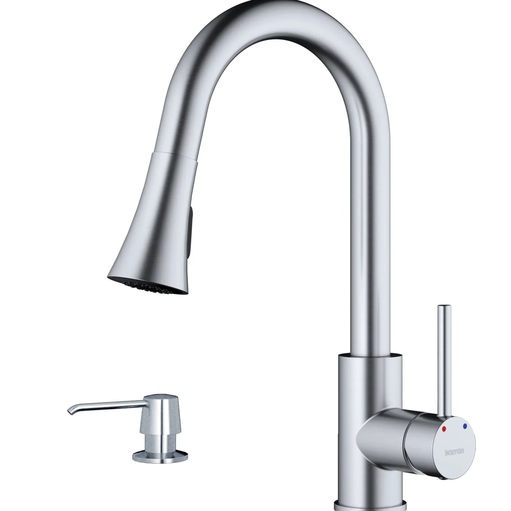 Karran Weybridge 1.8 GPM Single Lever Handle Lead-free Brass ADA Kitchen Faucet, Pull-Down Kitchen, Stainless Steel, KKF240SD25SS