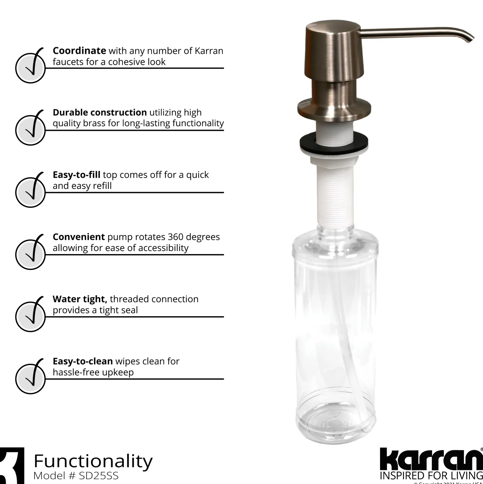 Karran Weybridge 1.8 GPM Single Lever Handle Lead-free Brass ADA Kitchen Faucet, Pull-Down Kitchen, Stainless Steel, KKF240SD25SS