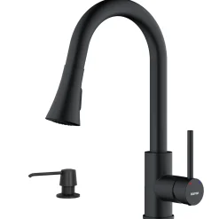 Karran Weybridge 1.8 GPM Single Lever Handle Lead-free Brass ADA Kitchen Faucet, Pull-Down Kitchen, Matte Black, KKF240SD25MB