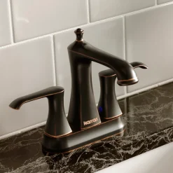 Karran Woodburn 1.2 GPM Double Lever Handle Lead-free Brass ADA Bathroom Faucet, Centerset, Oil Rubbed Bronze, KBF416ORB