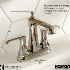 Karran Woodburn 1.2 GPM Double Lever Handle Lead-free Brass ADA Bathroom Faucet, Centerset, Chrome, KBF416C