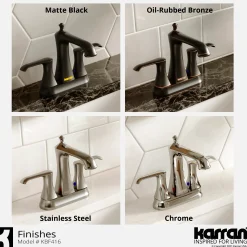 Karran Woodburn 1.2 GPM Double Lever Handle Lead-free Brass ADA Bathroom Faucet, Centerset, Chrome, KBF416C