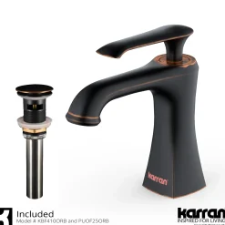 Karran Woodburn 1.2 GPM Single Lever Handle Lead-free Brass ADA Bathroom Faucet, Basin, Oil Rubbed Bronze, KBF410ORB