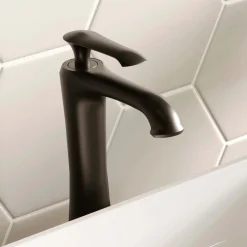 Karran Woodburn 1.2 GPM Single Lever Handle Lead-free Brass ADA Bathroom Faucet, Vessel, Matte Black, KBF412MB