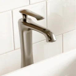 Karran Woodburn 1.2 GPM Single Lever Handle Lead-free Brass ADA Bathroom Faucet, Vessel, Stainless Steel, KBF412SS