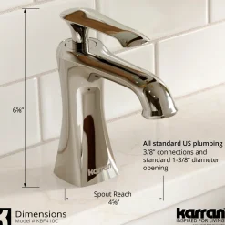 Karran Woodburn 1.2 GPM Single Lever Handle Lead-free Brass ADA Bathroom Faucet, Basin, Chrome, KBF410C