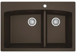 Karran 33" Drop In/Topmount Quartz Composite Kitchen Sink, 60/40 Double Bowl, Brown, QT-711-BR-PK1