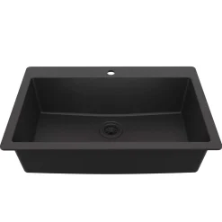 Karran 33" Drop In/Topmount Quartz Composite Kitchen Sink, Black, QT-812-BL