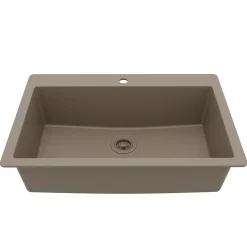 Karran 33" Drop In/Topmount Quartz Composite Kitchen Sink, Concrete, QT-812-CN