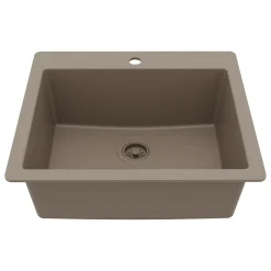 Karran 25" Drop In/Topmount Quartz Composite Kitchen Sink, Concrete, QT-820-CN