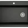 Karran 33" Drop In/Topmount Quartz Composite Kitchen Sink, Black, QT-670-BL